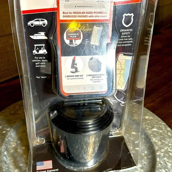 NWT WeatherTech CupFone Black Car Cell Phone Holder - Picture 3 of 7